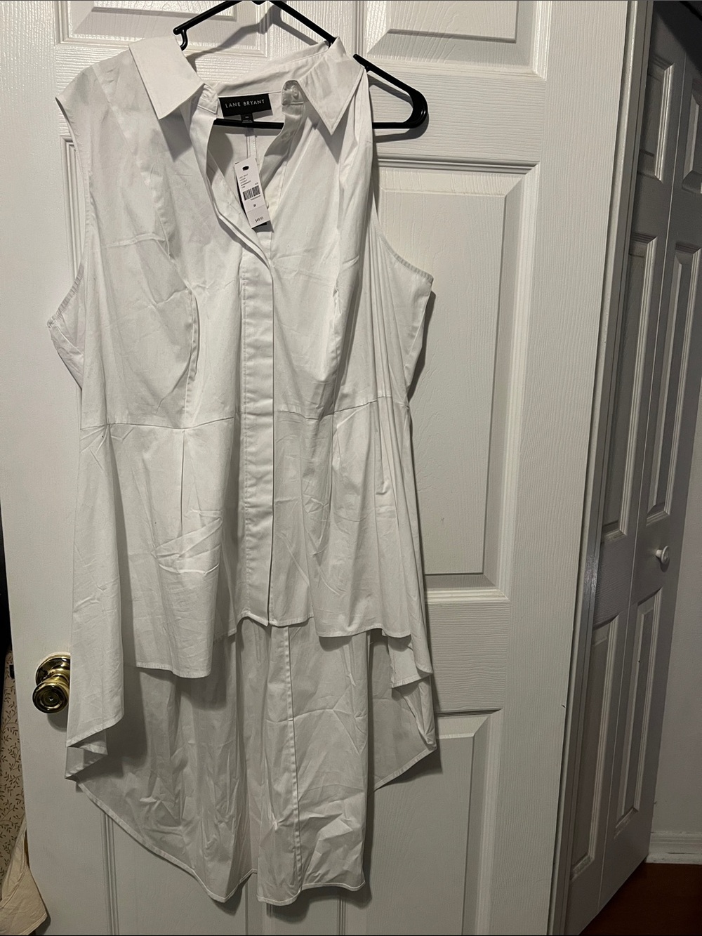 Lane Bryant White Sleeveless Button-Front Hi-Low Tunic Blouse Size 20